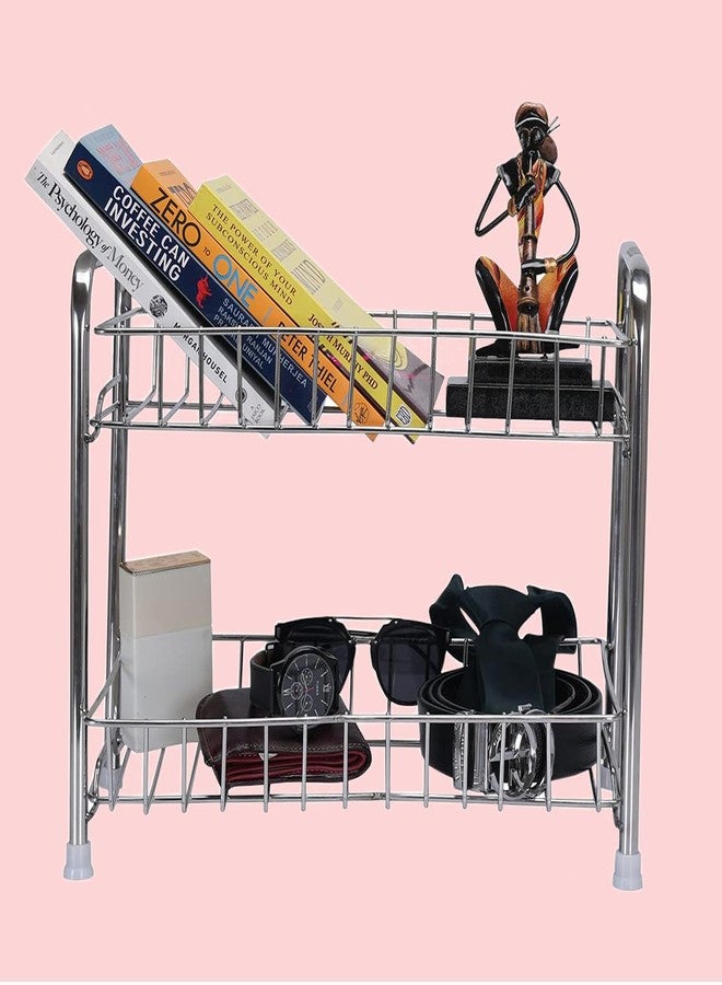 BIRDWING 2-Tier Silver Portable Multipurpose Kitchen organizer | Kitchen Rack/Trolley | Spice Organizer Standing Rack for Counter top - Image 5